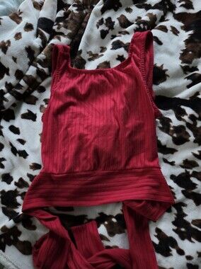 Mimi Chica Red Ribbed Tank Top